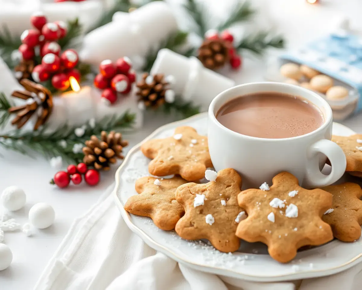 Warm Christmas Cookies and Hot Cocoa on a Snowy Morning