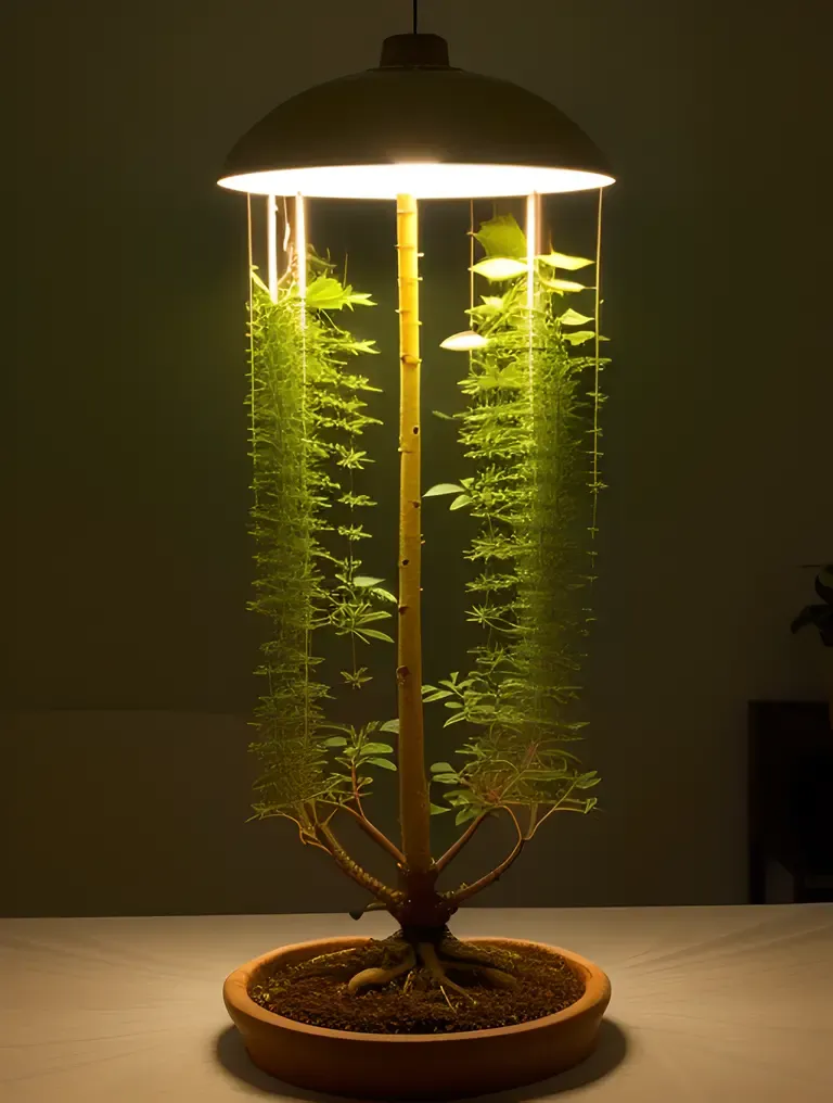 Warm Light on Chlorella Plant Roots System
