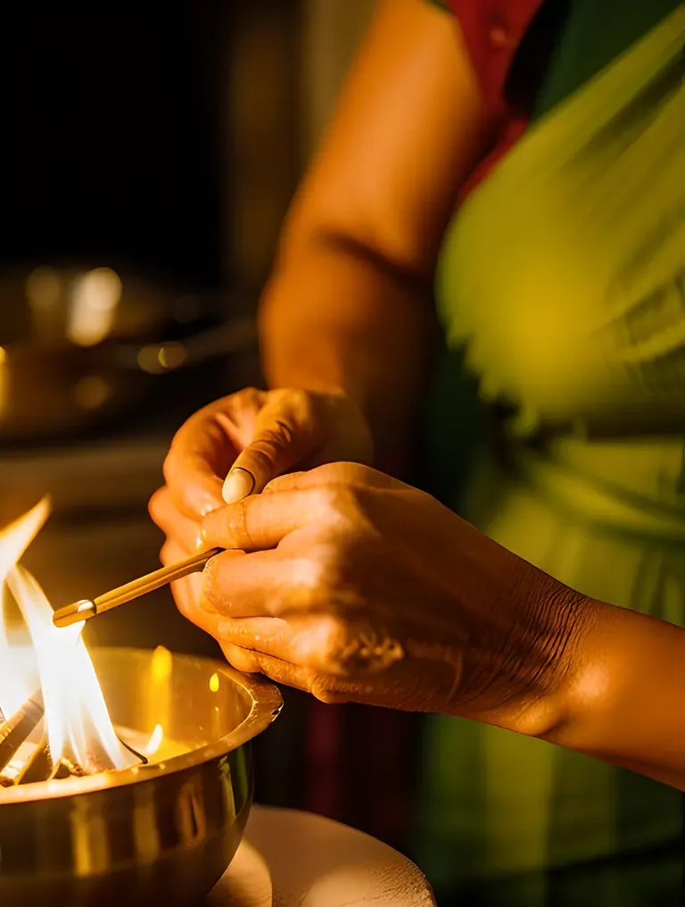 Warm Real Indian Bhabhi Holds Traditional Cooking Utensil Close