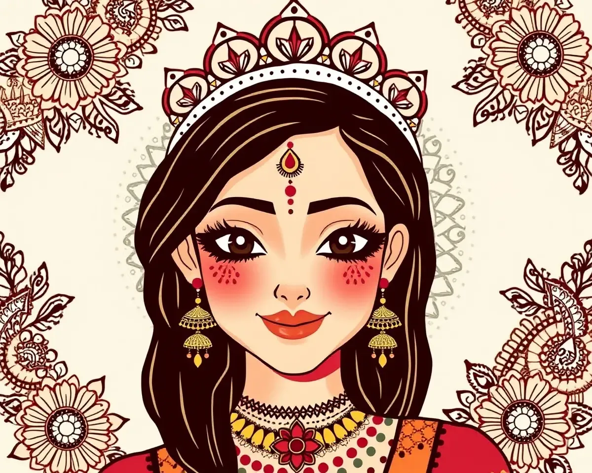 Warm Smile Laxmi with Intricate Henna Designs