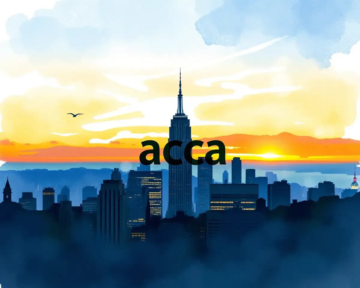 Watercolor Cityscape with Subtle ACCA Logo Integration