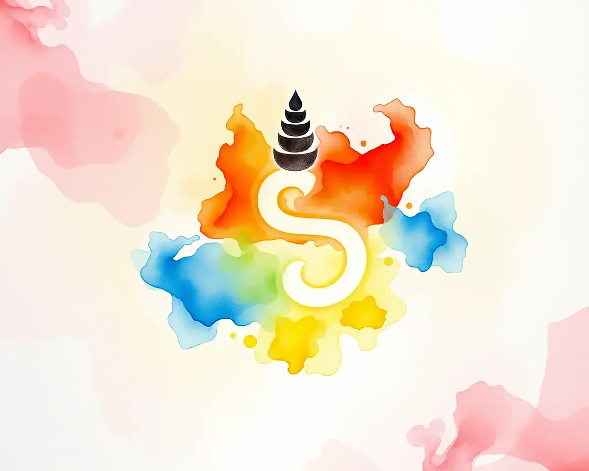 Watercolor Shanku Chakra with Soft Colors and Delicate Brushstrokes