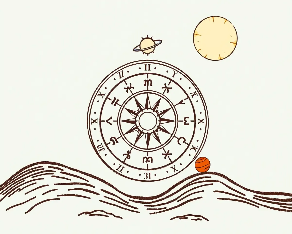 Whimsical Astrologer Visiting Card with Zodiac Wheel Illustration