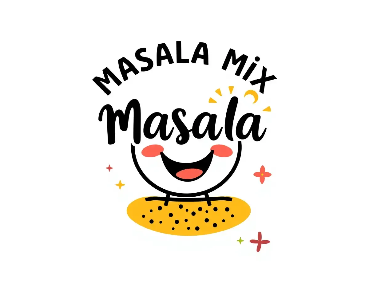 Whimsical Cartoon Masala Mix with Smiling Face