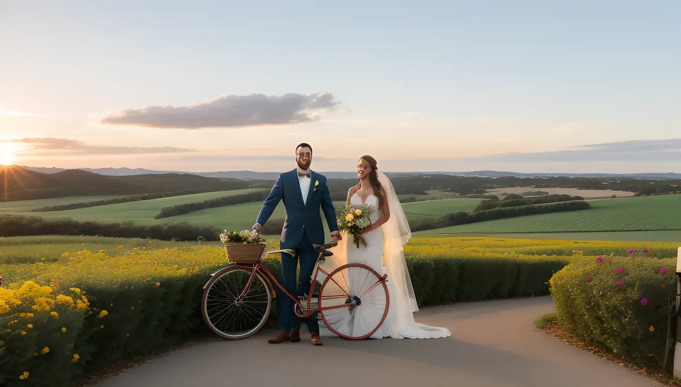 Whimsical Couple Rides Off into Sunset in Pre-Wedding Shoot.