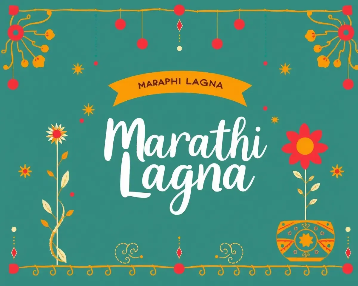 Whimsical Digital Marathi Lagna Banner with Traditional and Modern Elements