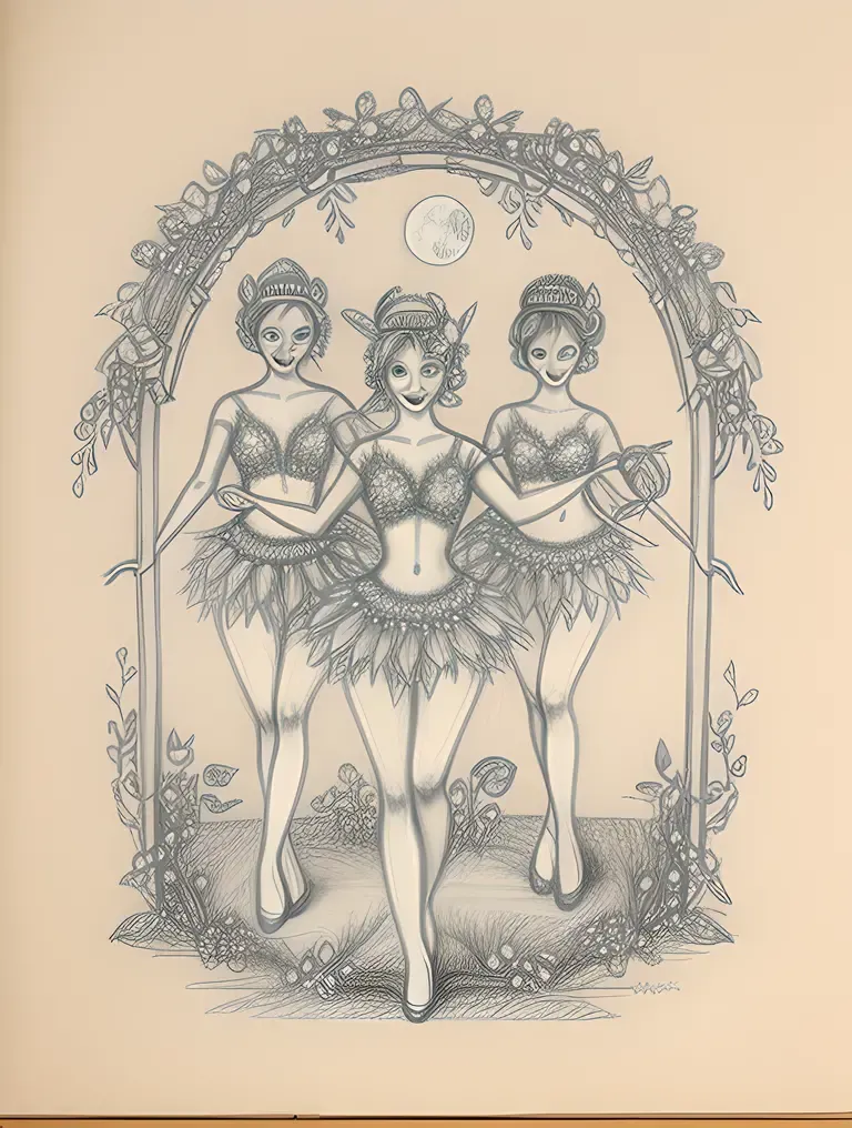 Whimsical Fairies Dance in Moonlit Forest