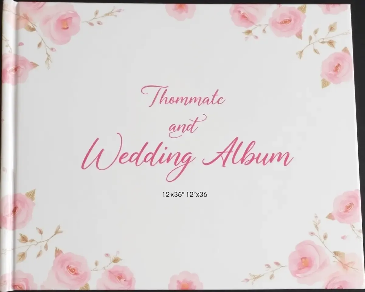 Whimsical Floral Wedding Album Cover PSD Free Download 12x36
