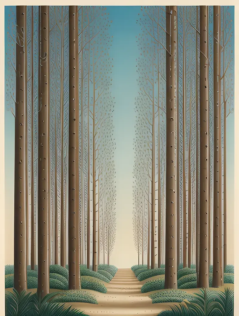 Whimsical Forest with Tessellated Trees and Leaves