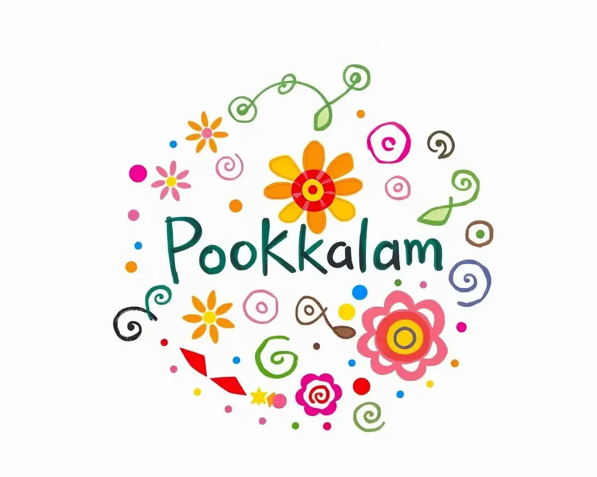 Whimsical Hand-Painted Pookkalam Design in Pastel Colors