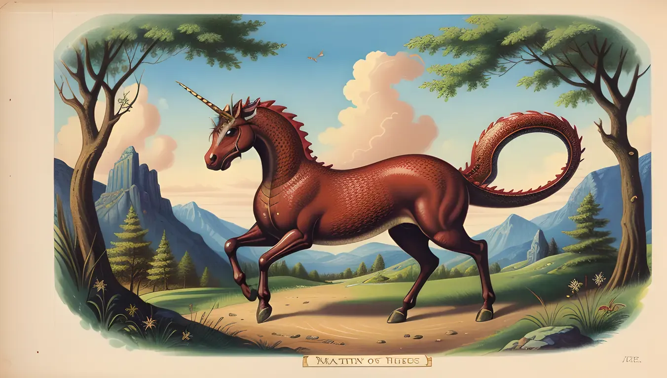Whimsical Illustration of Mythical Creature in Forest Image