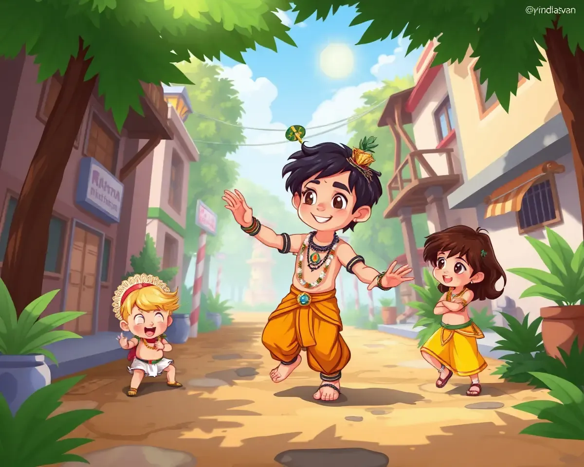 Whimsical Krishna Childhood Antics in Vrindavan