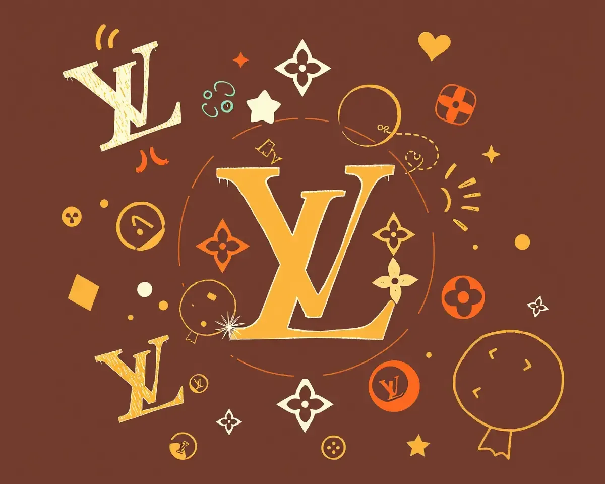 Whimsical Patterns with Louis Vuitton Logo Vector Illustration