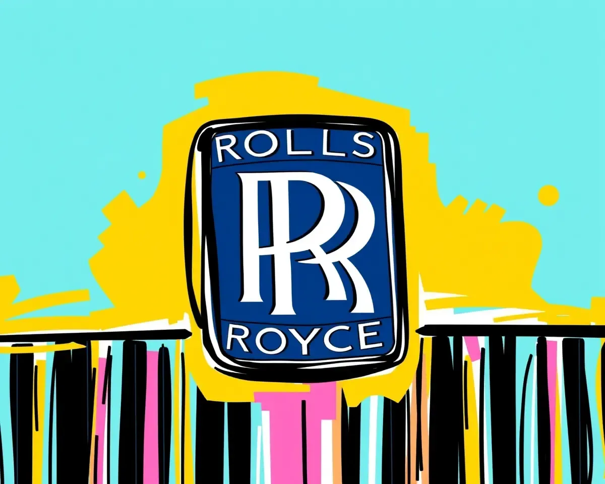 Whimsical Rolls-Royce Logo with Hand-Drawn Illustration