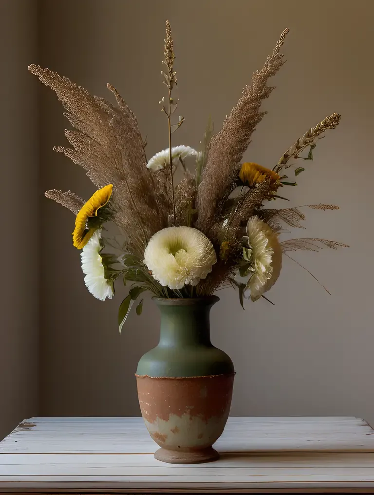Wilted Flowers in Dark Background