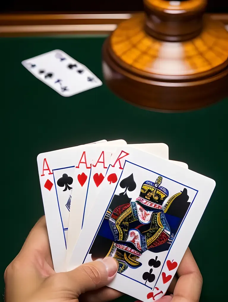Winning Hand of Rummy Cards and Joyful Expression