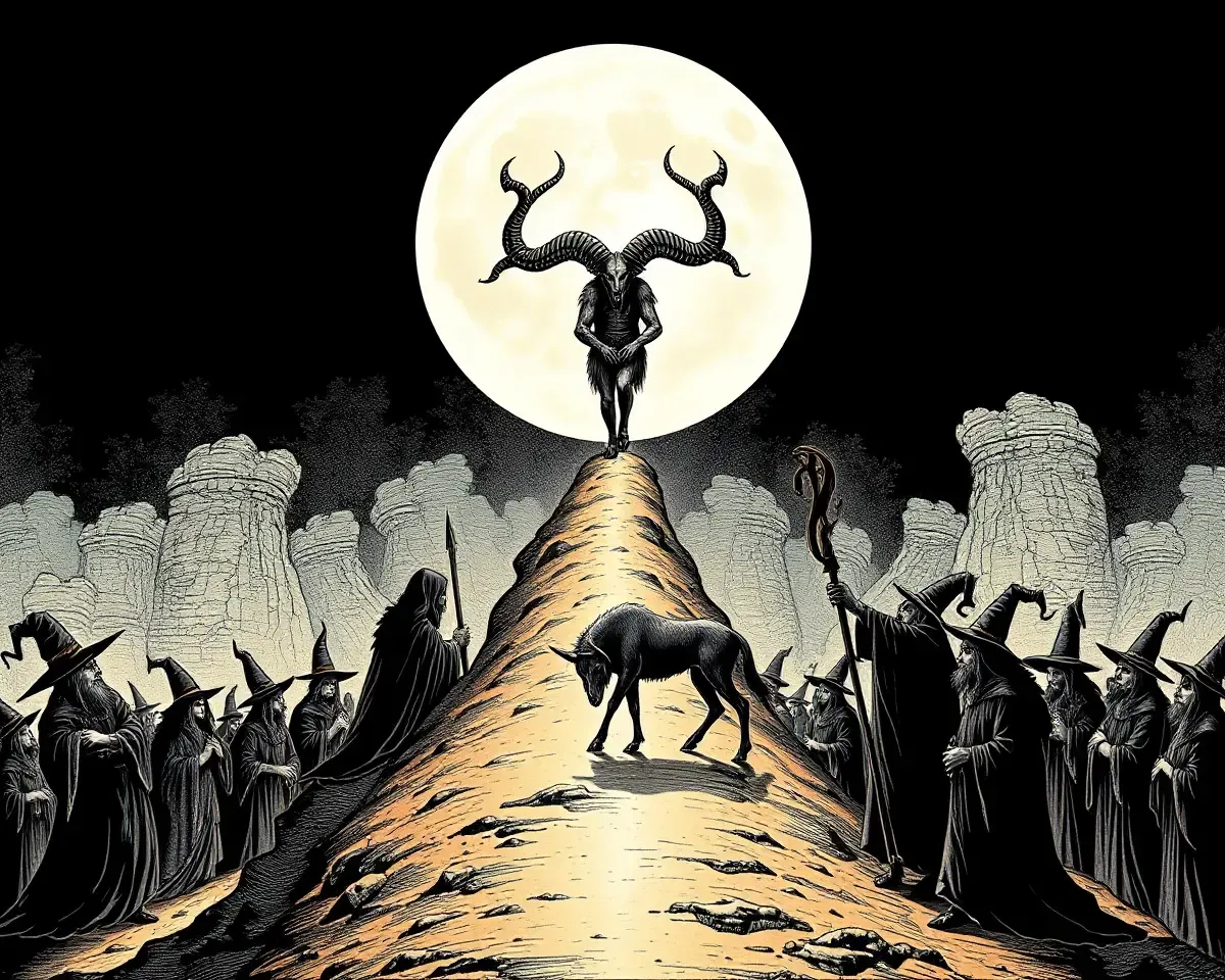 Witches and Warlocks Gather Around Baphomet