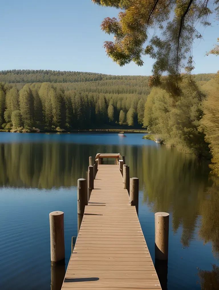 Wooden Boat Dock with Plywood Platform and Lake View