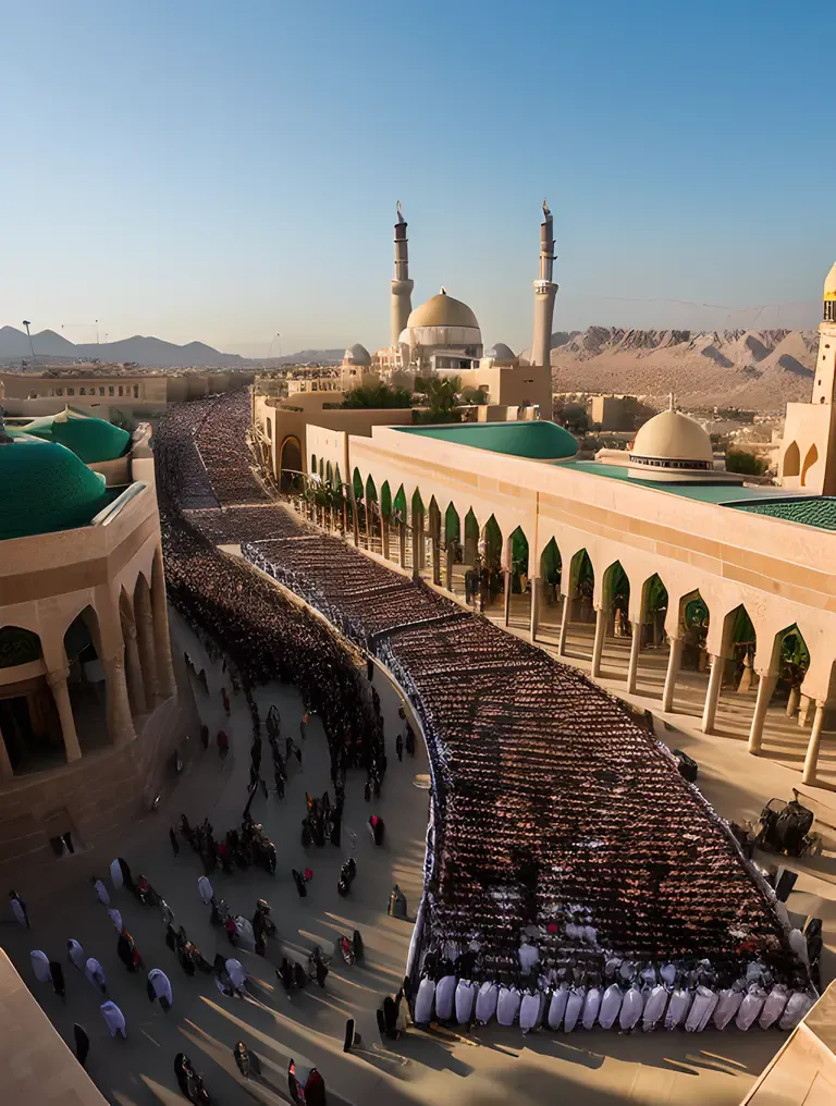 Worshippers Gather Outside Masjid Nabawi's Iconic Dome