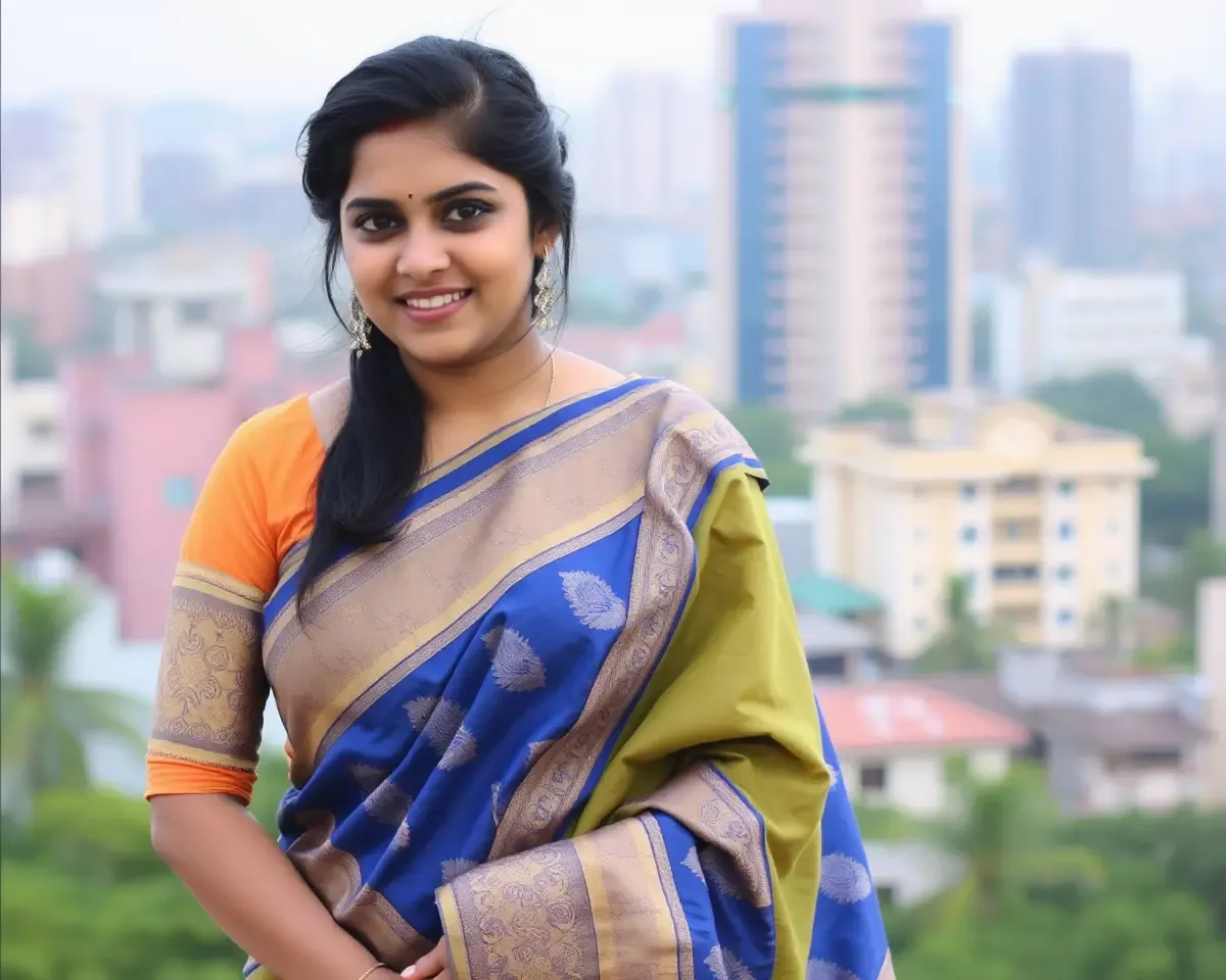 Young Woman Wears Sambalpuri Saree with Beautiful Border Design