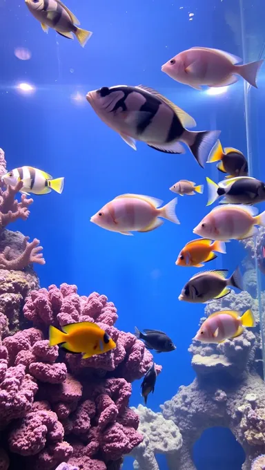 Fundo de aquário realista com recife de coral detalhado e peixes harmônicos