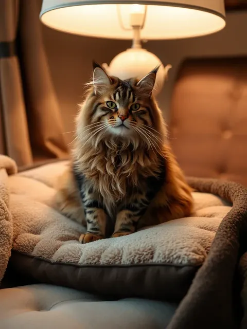 Gato Maine Coon Realiza-se em Sofá Placidez