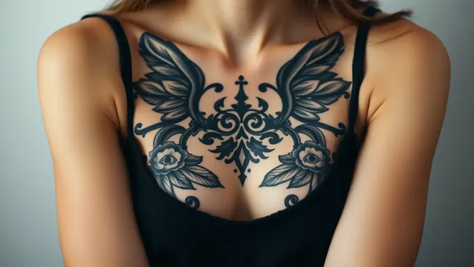 Inspiração de Tatuagem no Peito para Estilo Feminino