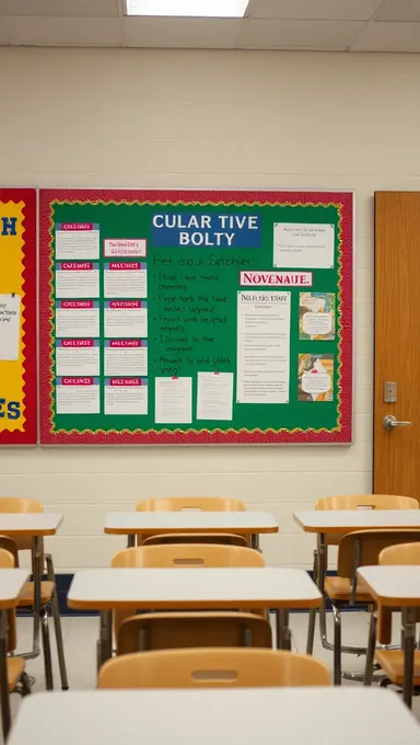 Sala de Aula Vibrante com Arte dos Estudantes e Anúncios