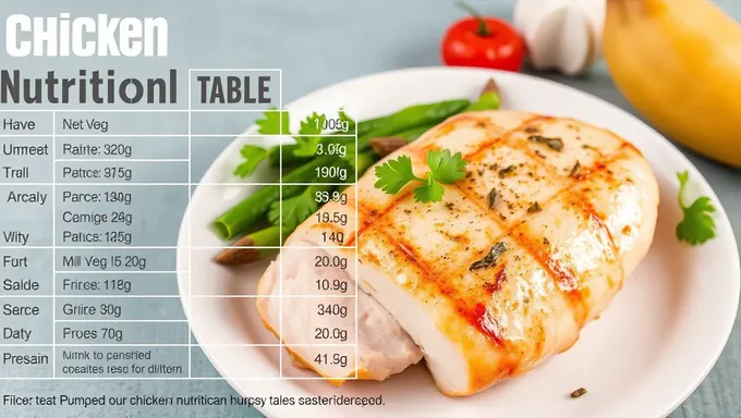 Tabela Nutricional de Peito de Frango com Fatos Chave